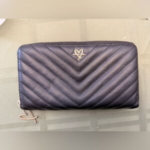 Victoria Secret Black Quilted Wallet with Gold Accents